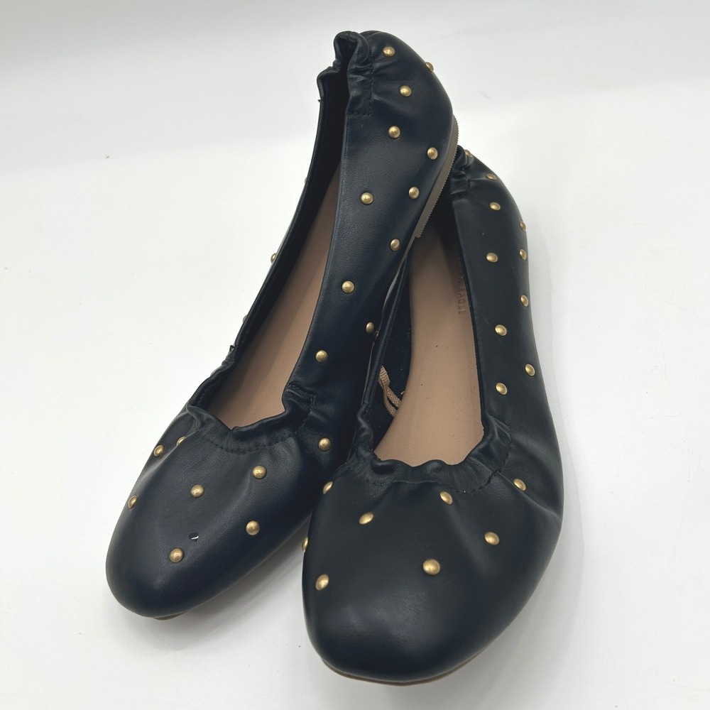 American Eagle Black Studded Ballet Flats Womens Size 8 Slip On Indie Sleeze - Picture 3 of 7